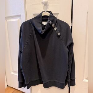 J. Crew Black Button-Up Turtleneck Sweatshirt, size large